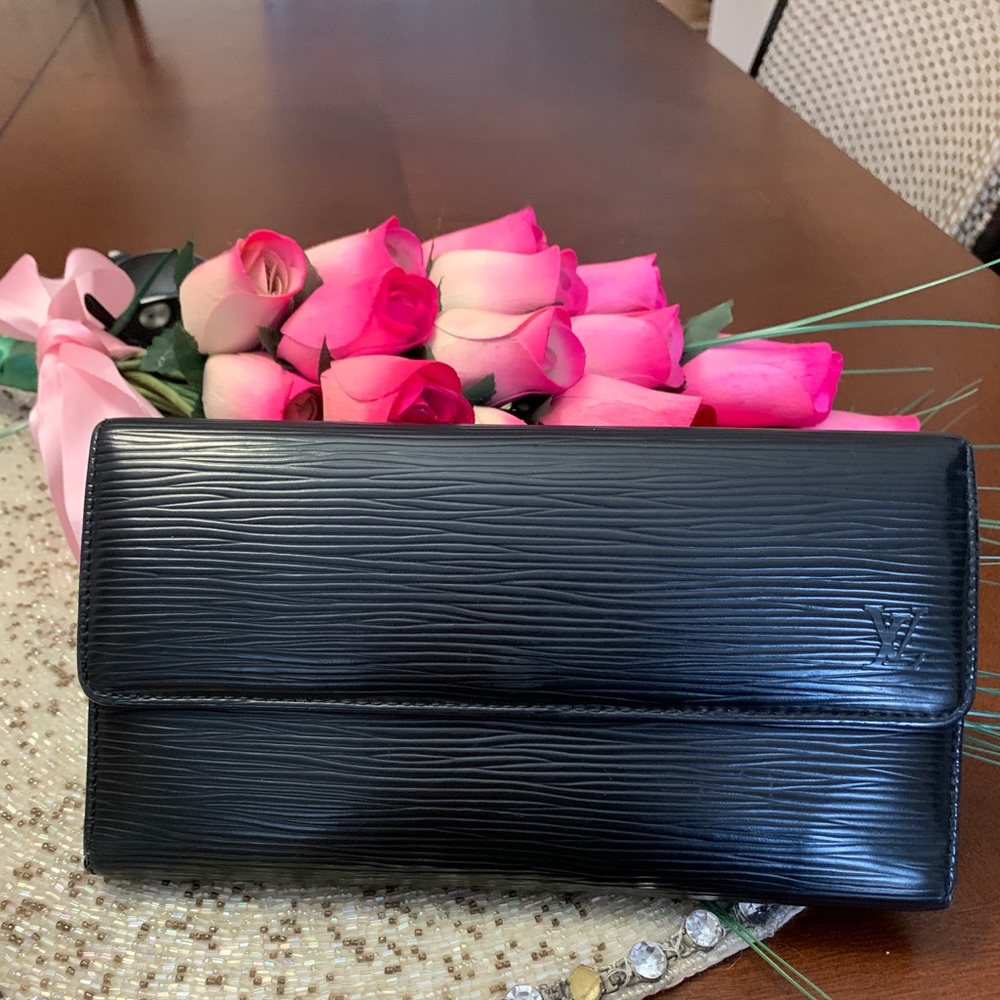 Louis Vuitton Black Epi Leather Long Wallet